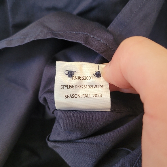 DSTRCT & ROW Navy Slim Fit Button Front Long Sleeve Shirt Size M-SL - Picture 7 of 14